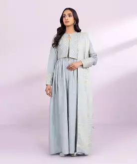 3 Piece - Embroidered Raw Silk Suit