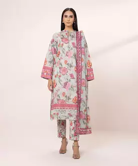 3 Piece - Printed Zari Lawn Suit