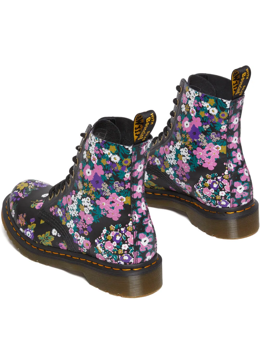 Dr. Martens 1460 Pascal Vintage Floral Leather Boots Black Multi