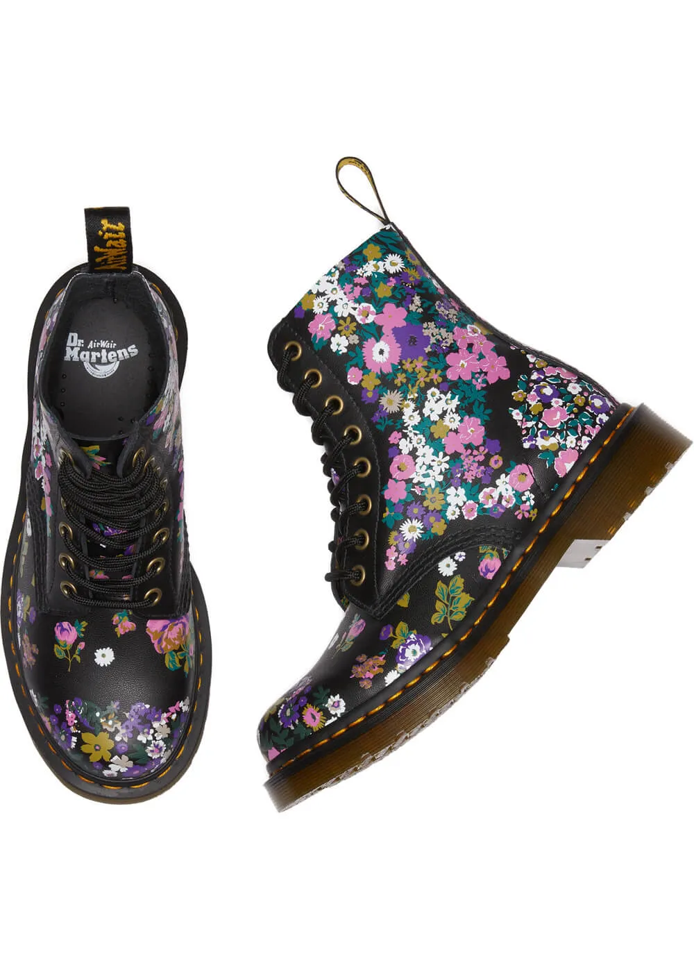 Dr. Martens 1460 Pascal Vintage Floral Leather Boots Black Multi