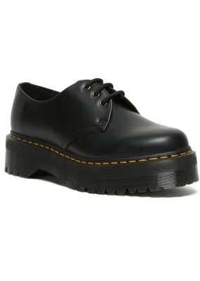 Dr. Martens 1461 Quad Polished Smooth Leather Platform Shoes Black