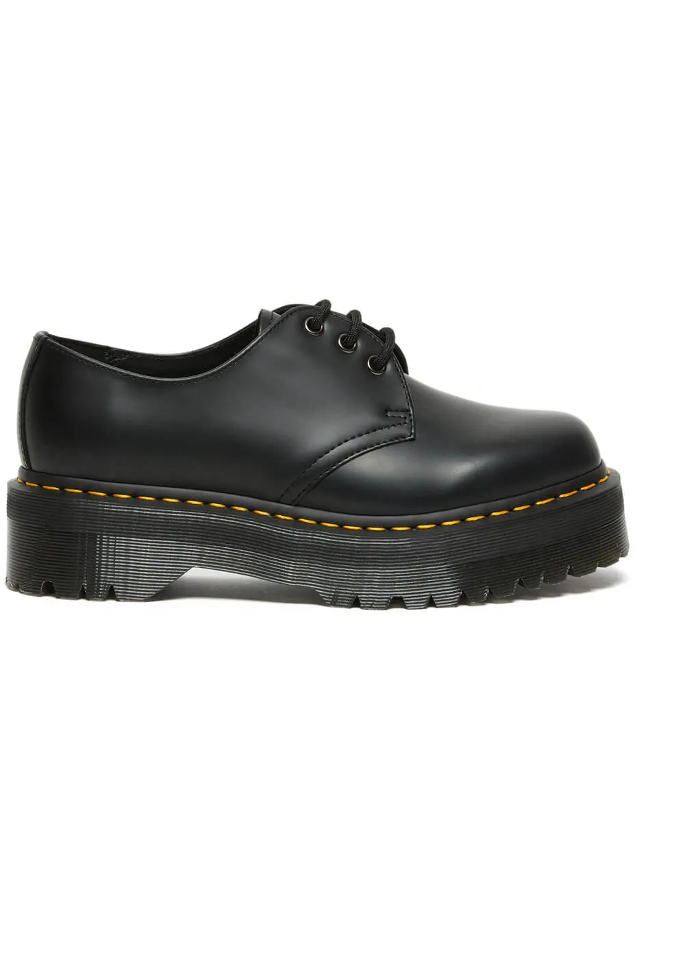 Dr. Martens 1461 Quad Polished Smooth Leather Platform Shoes Black