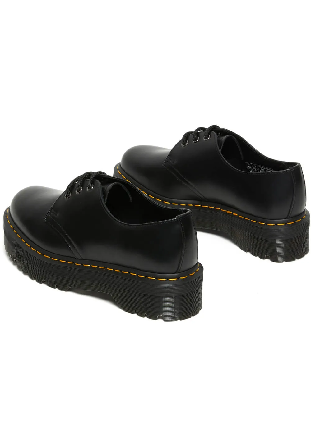 Dr. Martens 1461 Quad Polished Smooth Leather Platform Shoes Black