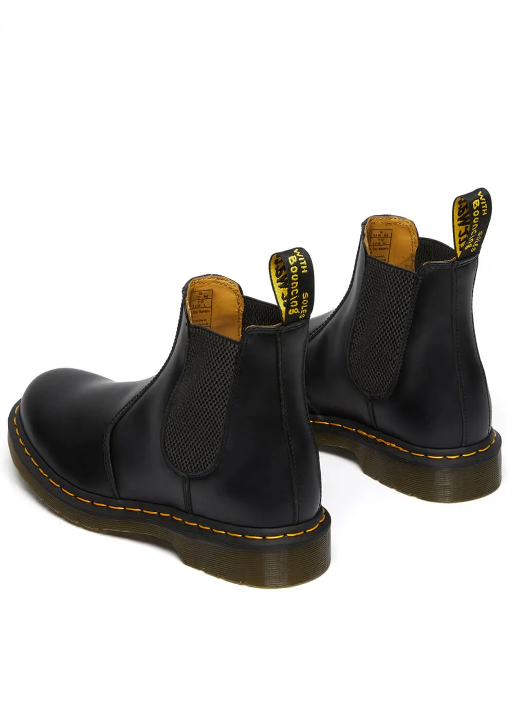 Dr. Martens 2976 Yellow Stitch Chelsea Smooth Boots Black