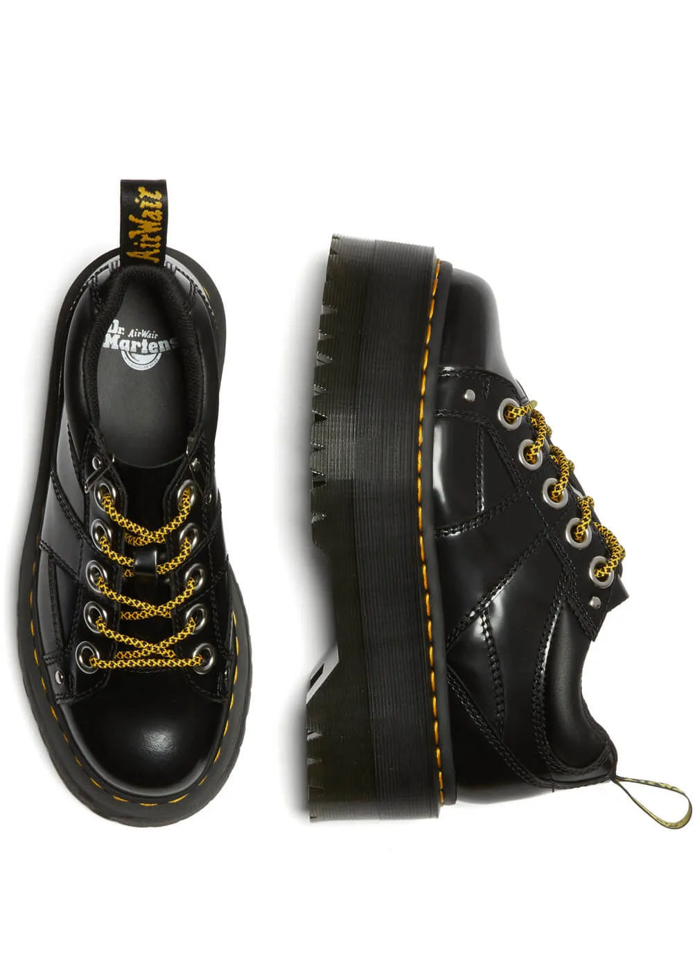 Dr. Martens 5i Quad Max Buttero Leather Platform Shoes Black