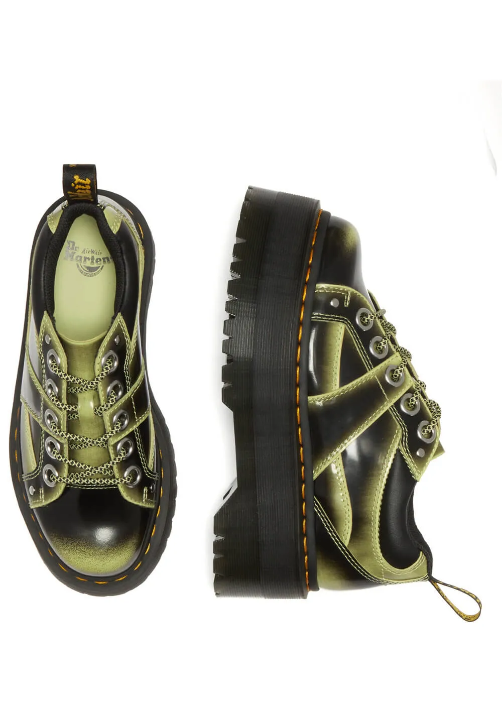 Dr. Martens 5i Quad Max Leather Platform Schuhe Lime Green