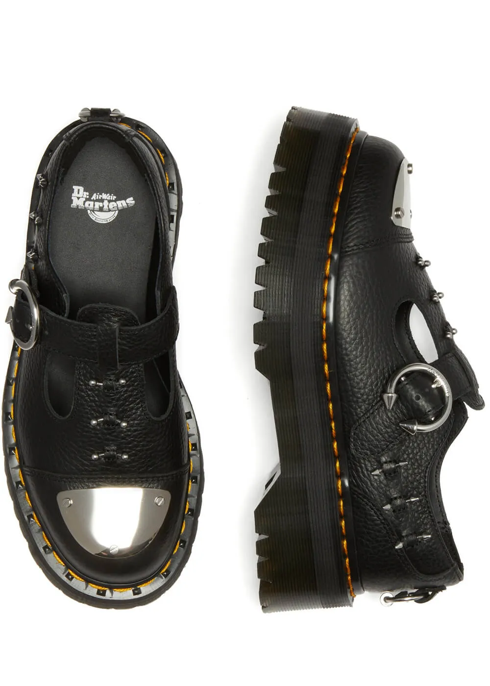 Dr. Martens Bethan Hardware Nappa Platform Leather Mary Janes Black