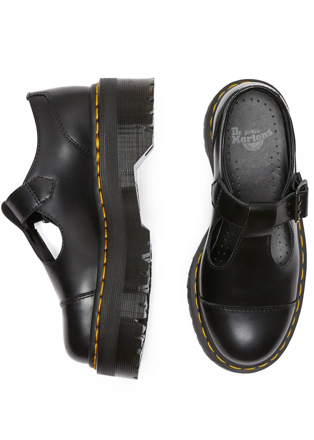 Dr. Martens Bethan Smooth Leather Platform Mary Jane Shoes Black