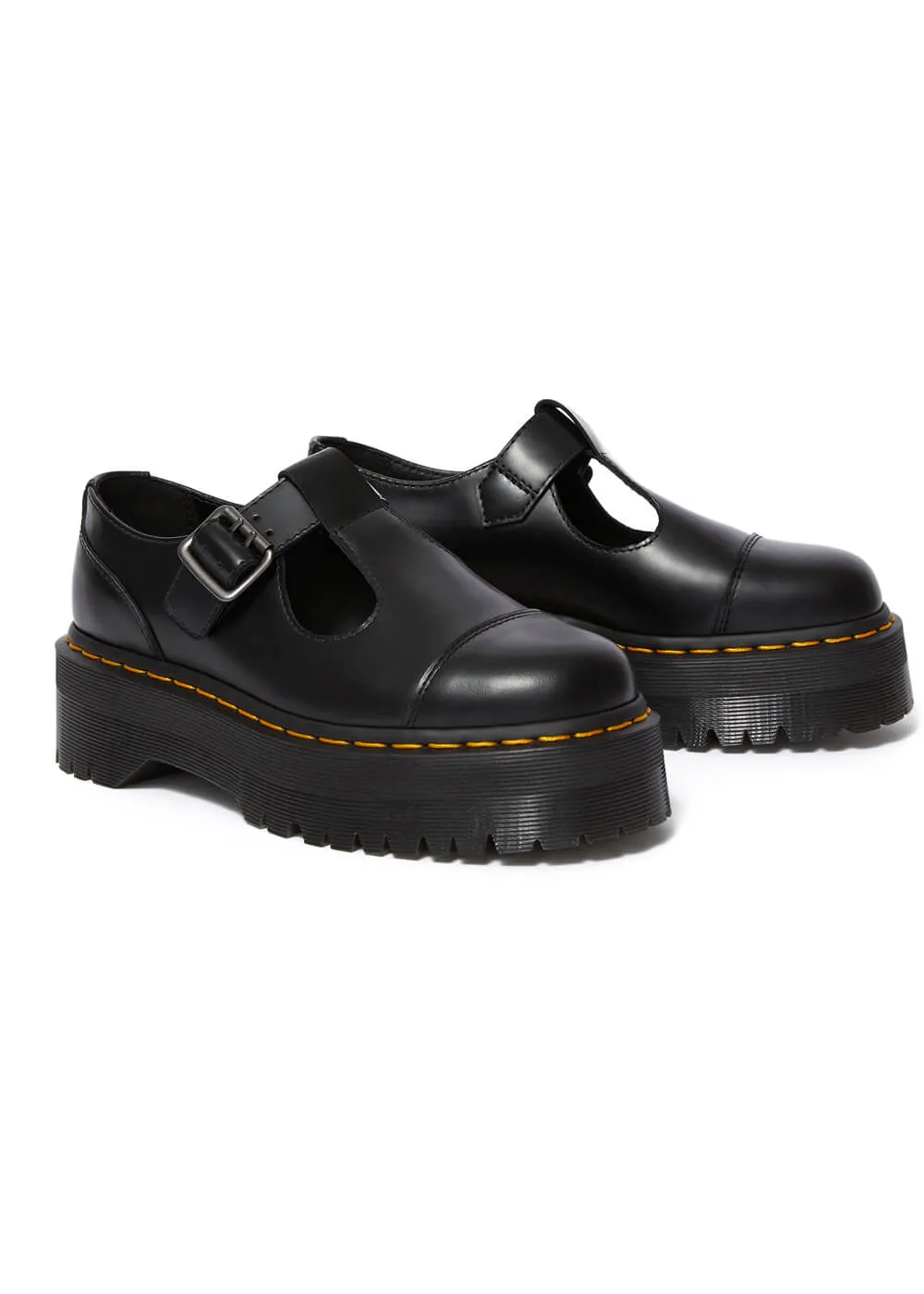 Dr. Martens Bethan Smooth Leather Platform Mary Jane Shoes Black