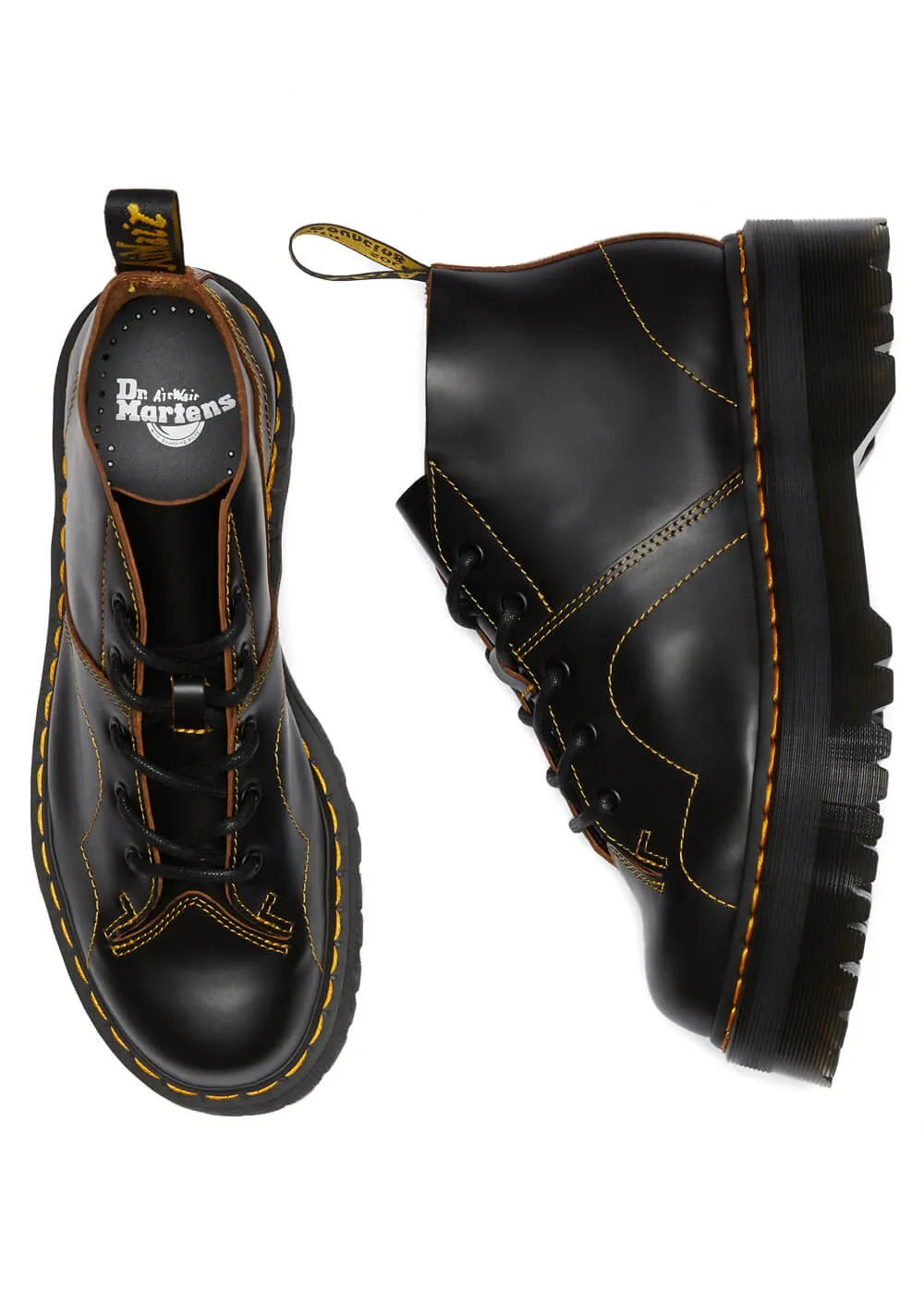 Dr. Martens Church Quad Platform Leather Boots Black