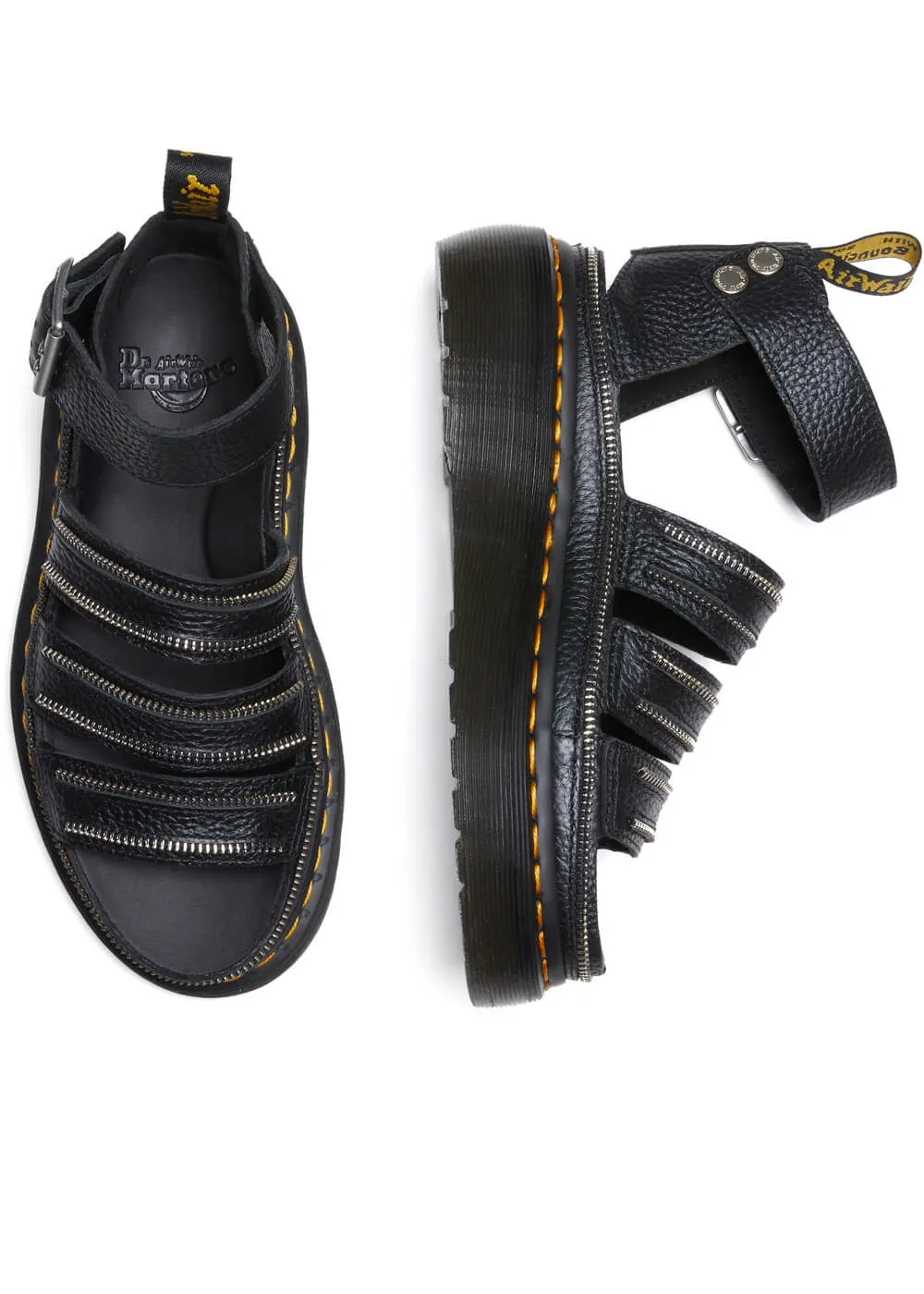 Dr. Martens Clarissa II Quad Zip Soft Leather Sandels Black