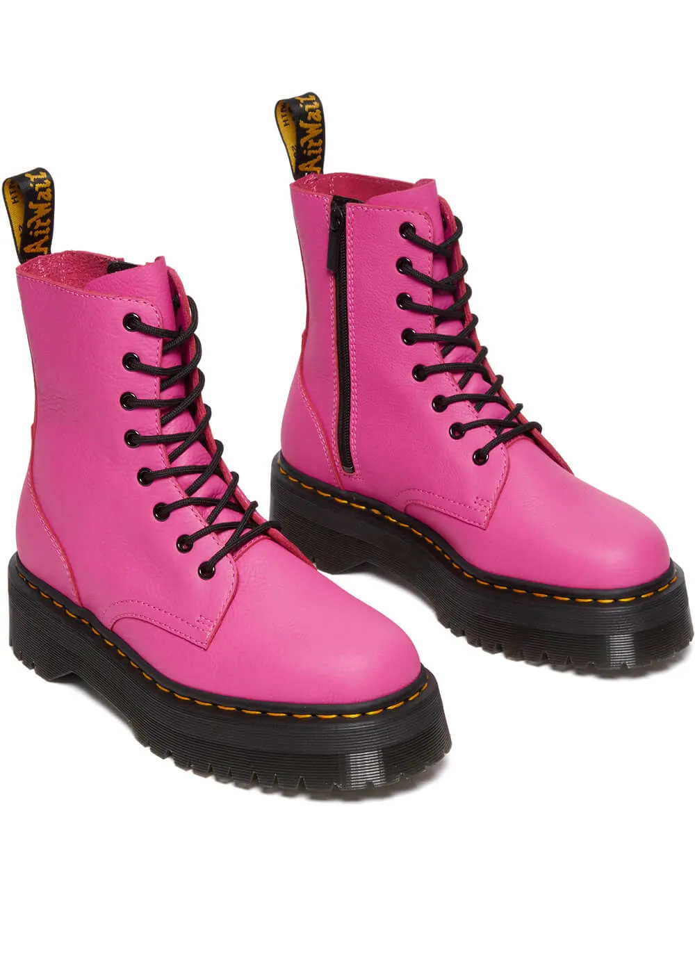 Dr. Martens Jadon Thrift Pisa Pink Virginia Soft Leather Platform Boots Pink