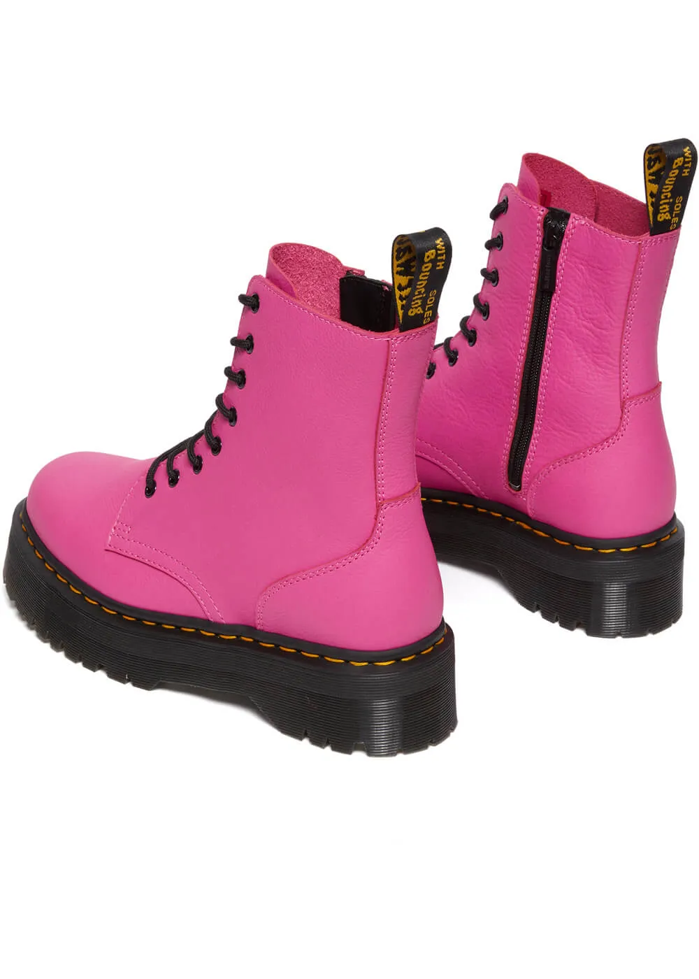 Dr. Martens Jadon Thrift Pisa Pink Virginia Soft Leather Platform Boots Pink