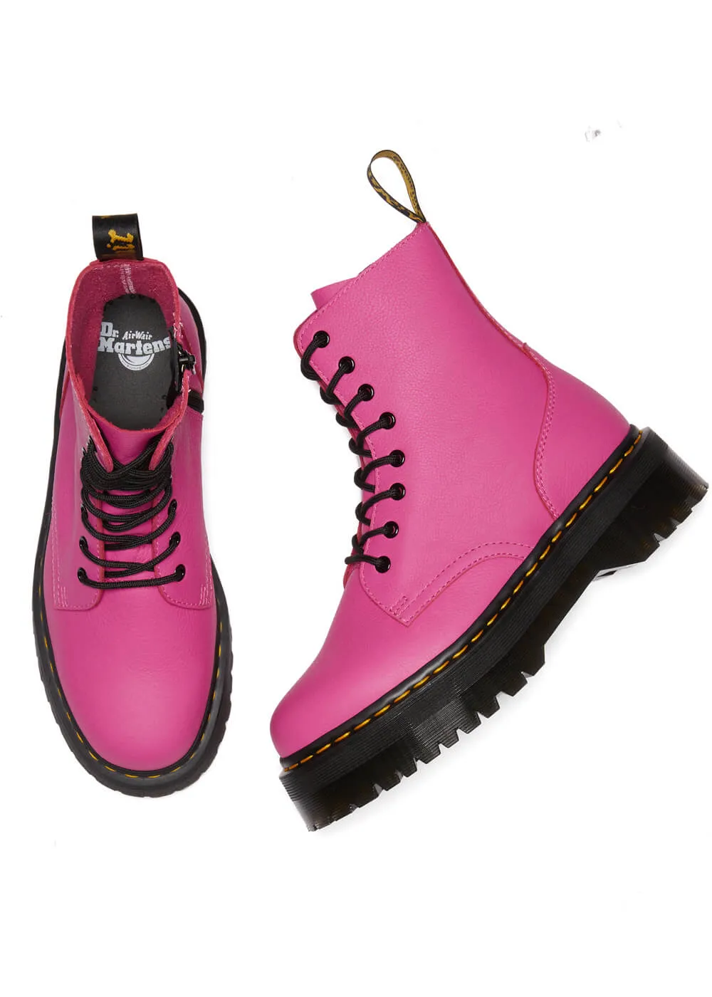 Dr. Martens Jadon Thrift Pisa Pink Virginia Soft Leather Platform Boots Pink