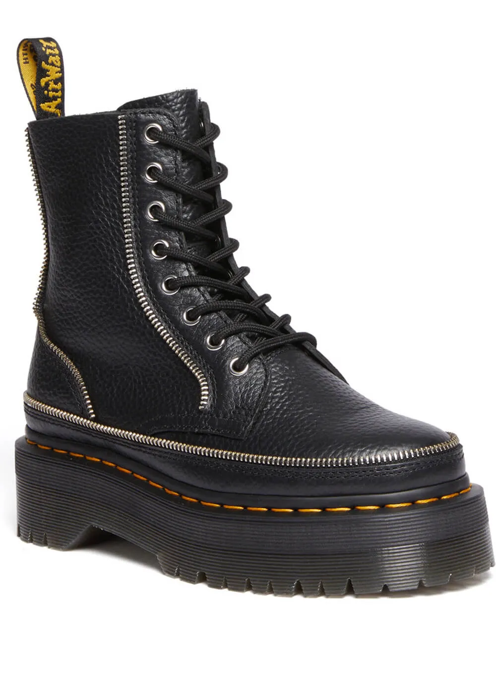 Dr. Martens Jadon Zip Soft Leather Plaform Boots Black