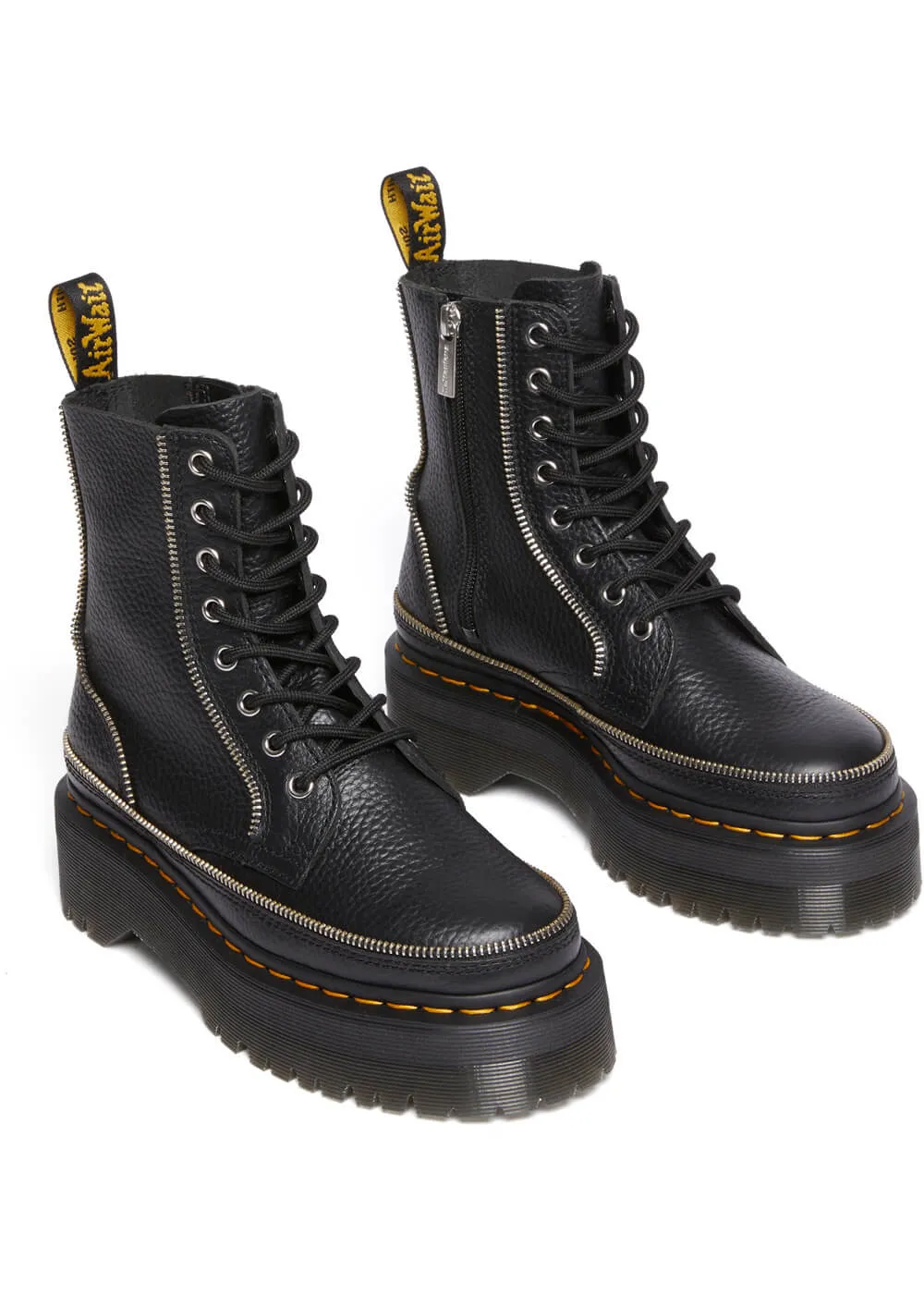 Dr. Martens Jadon Zip Soft Leather Plaform Boots Black