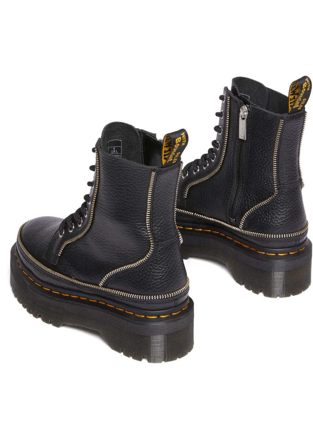 Dr. Martens Jadon Zip Soft Leather Plaform Boots Black