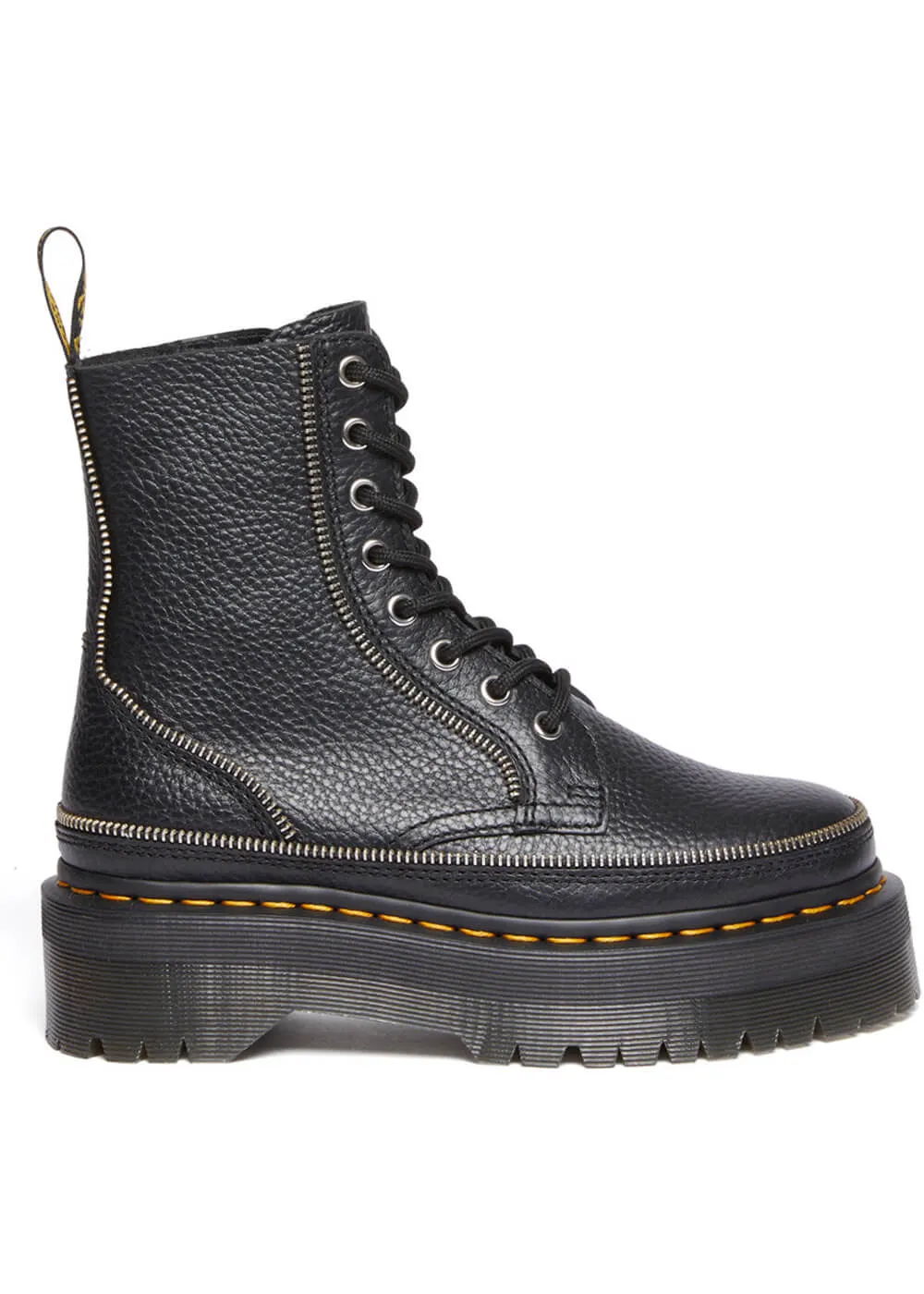 Dr. Martens Jadon Zip Soft Leather Plaform Boots Black