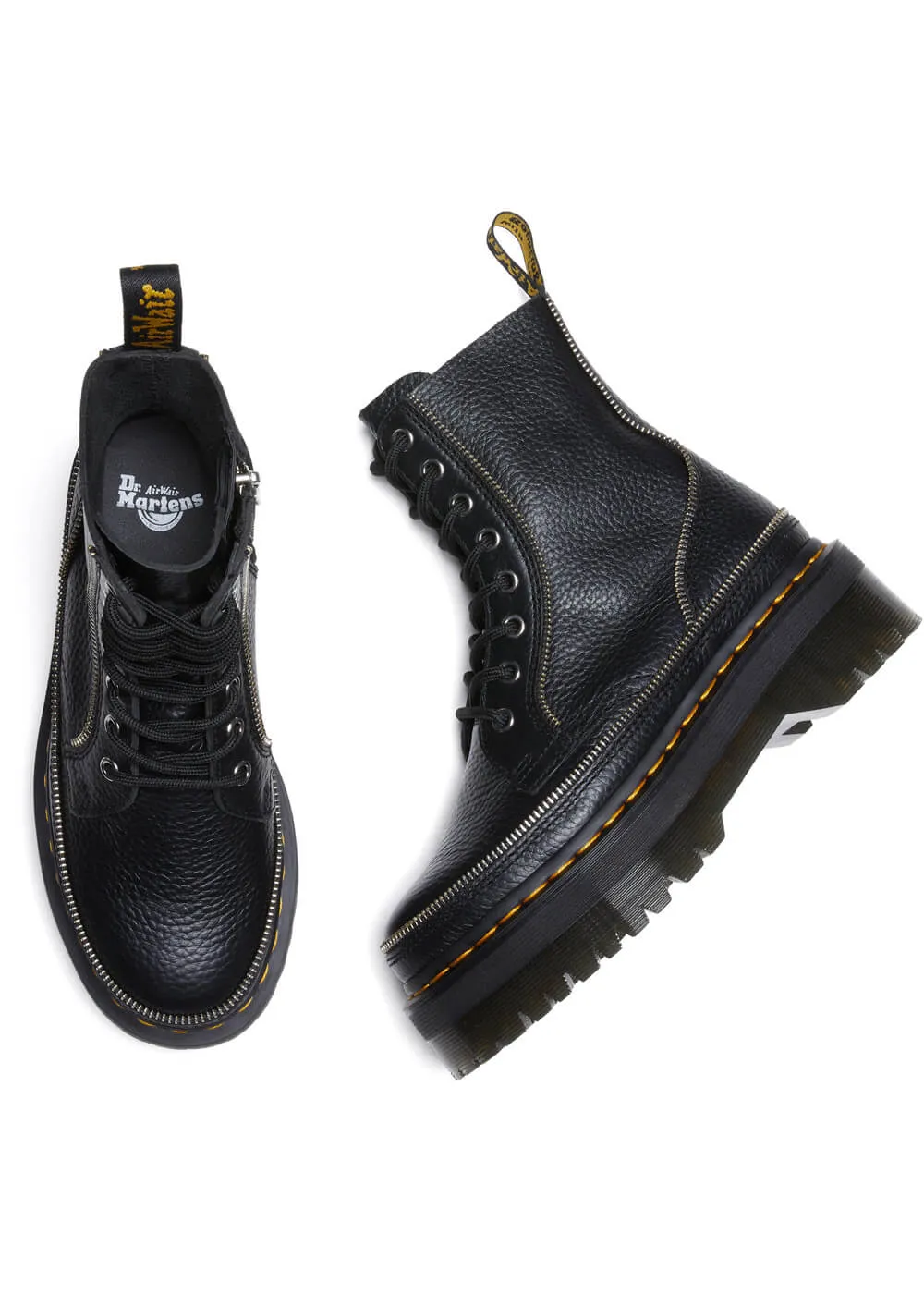 Dr. Martens Jadon Zip Soft Leather Plaform Boots Black