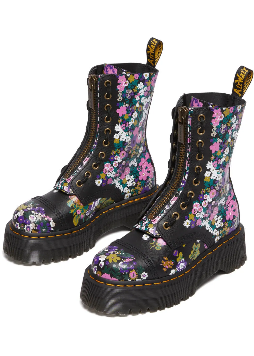 Dr. Martens Sinclair Hi Vintage Floral Leather Boots Black