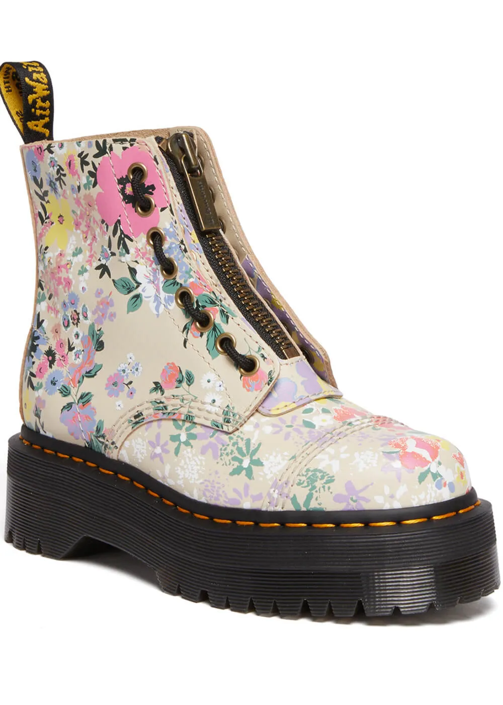 Dr. Martens Sinclair Parchment Leather Platform Boots Beige