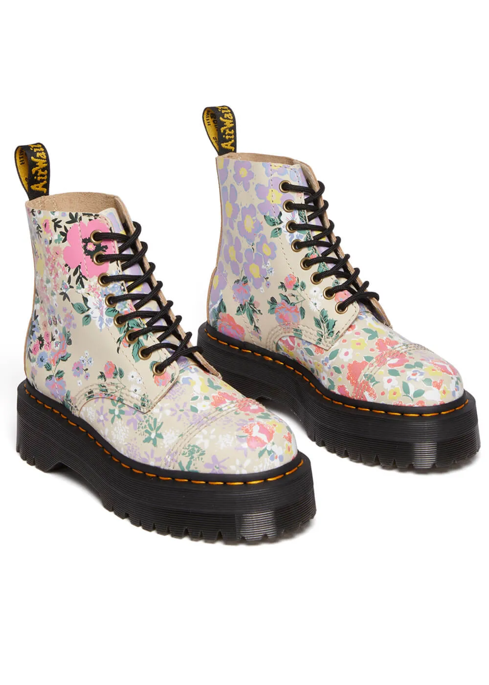 Dr. Martens Sinclair Parchment Leather Platform Boots Beige