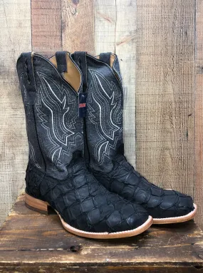 Durango Premium Exotic Pirarucu Western Boots - Matte Black