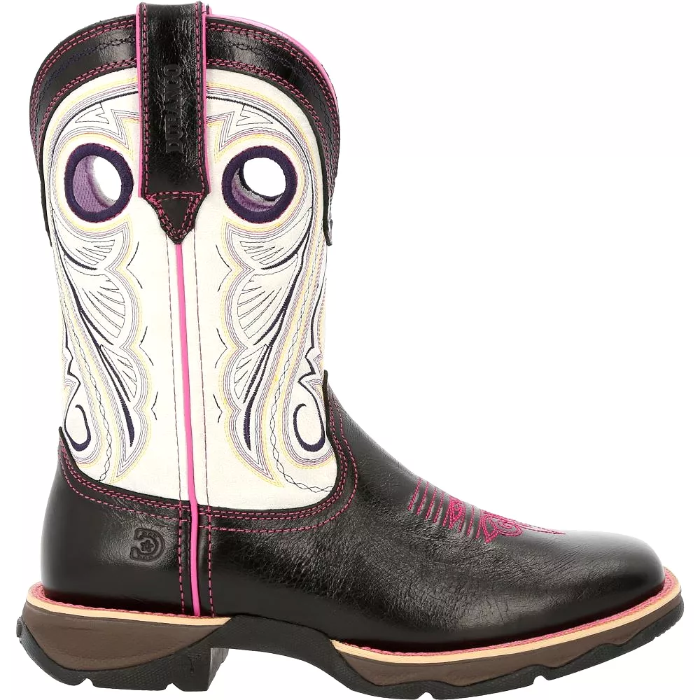 'Durango' Women's 10 Lady Rebel Western Square Toe - Raven Black / White