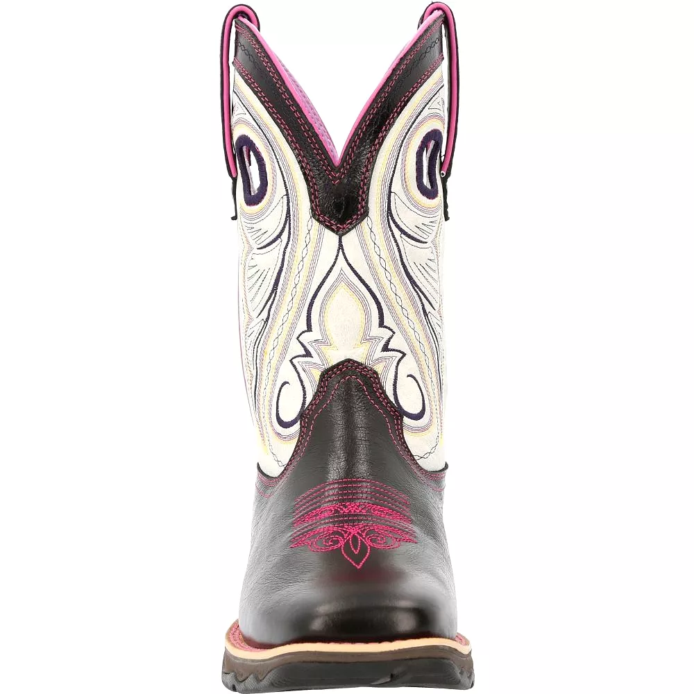 'Durango' Women's 10 Lady Rebel Western Square Toe - Raven Black / White