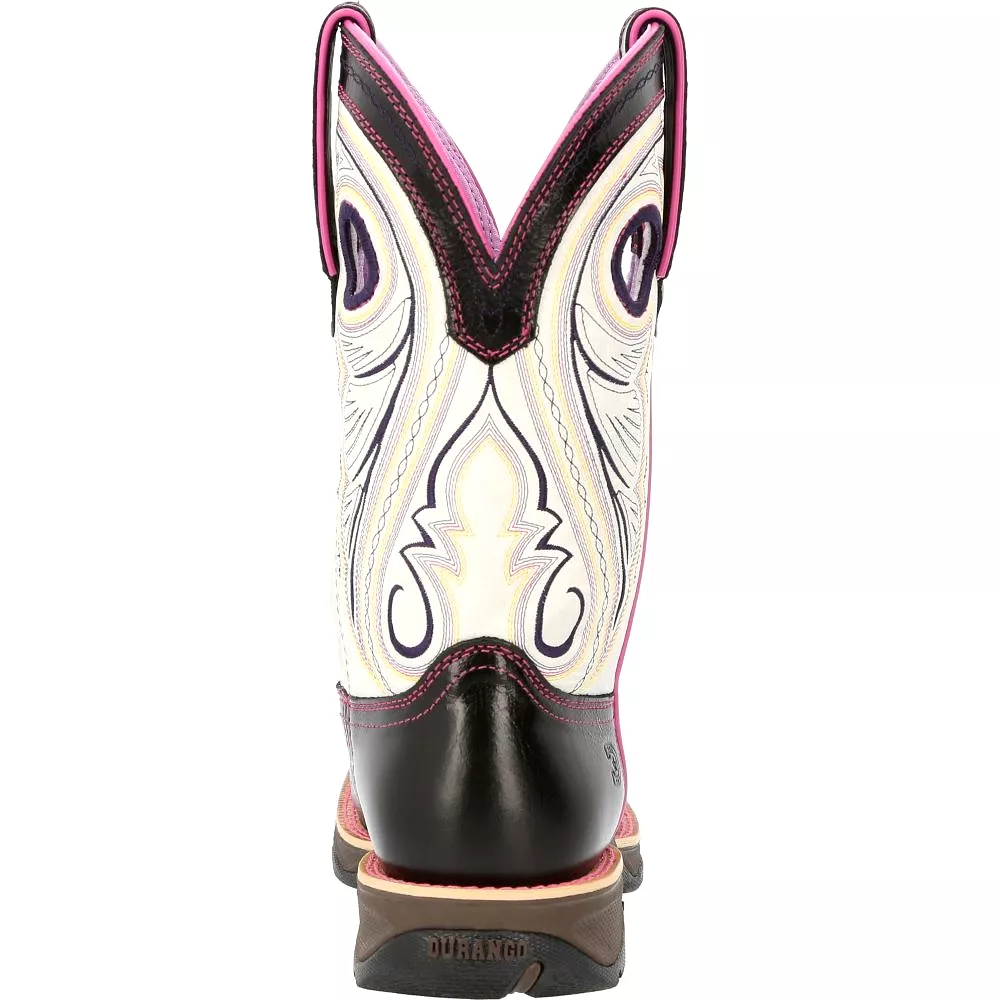 'Durango' Women's 10 Lady Rebel Western Square Toe - Raven Black / White