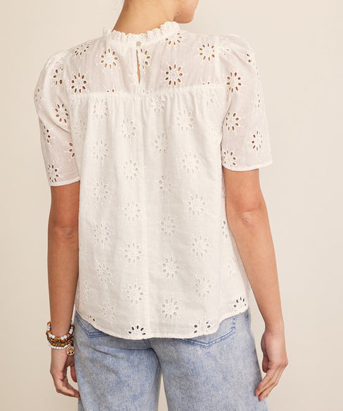 Eyelet Short Sleeve Top - Off White