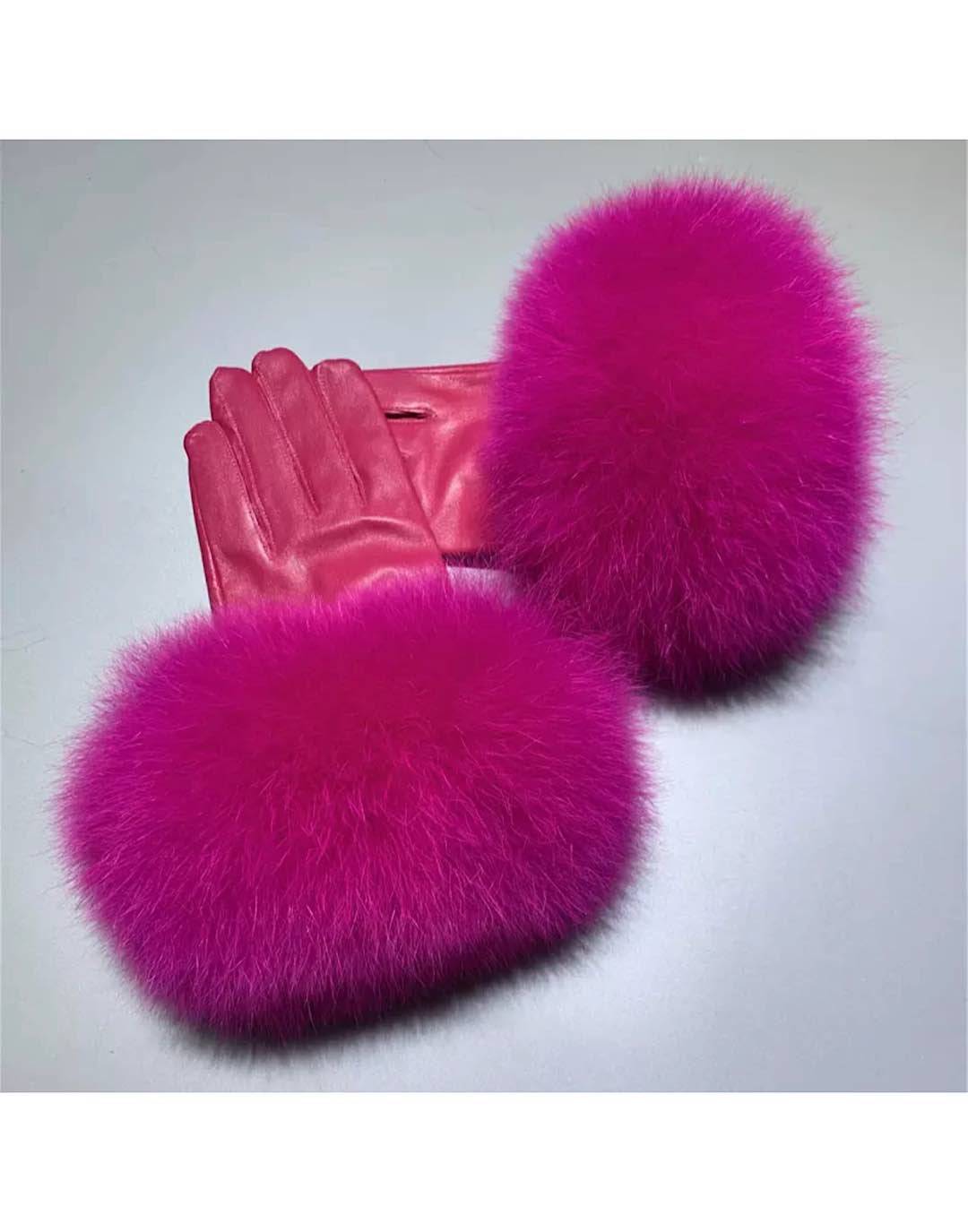 Fox Fur Sheepskin Genuine Leather Gloves