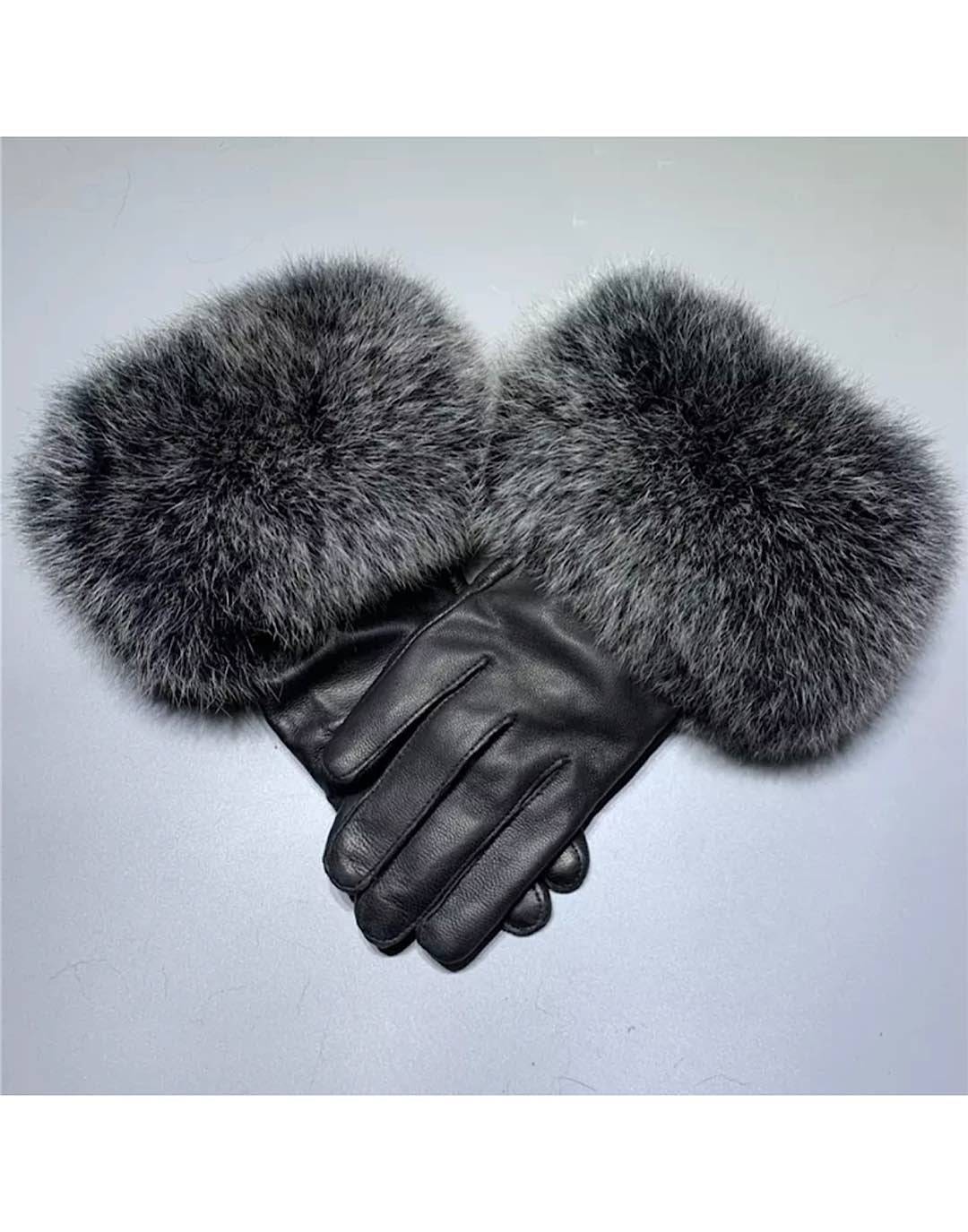 Fox Fur Sheepskin Genuine Leather Gloves