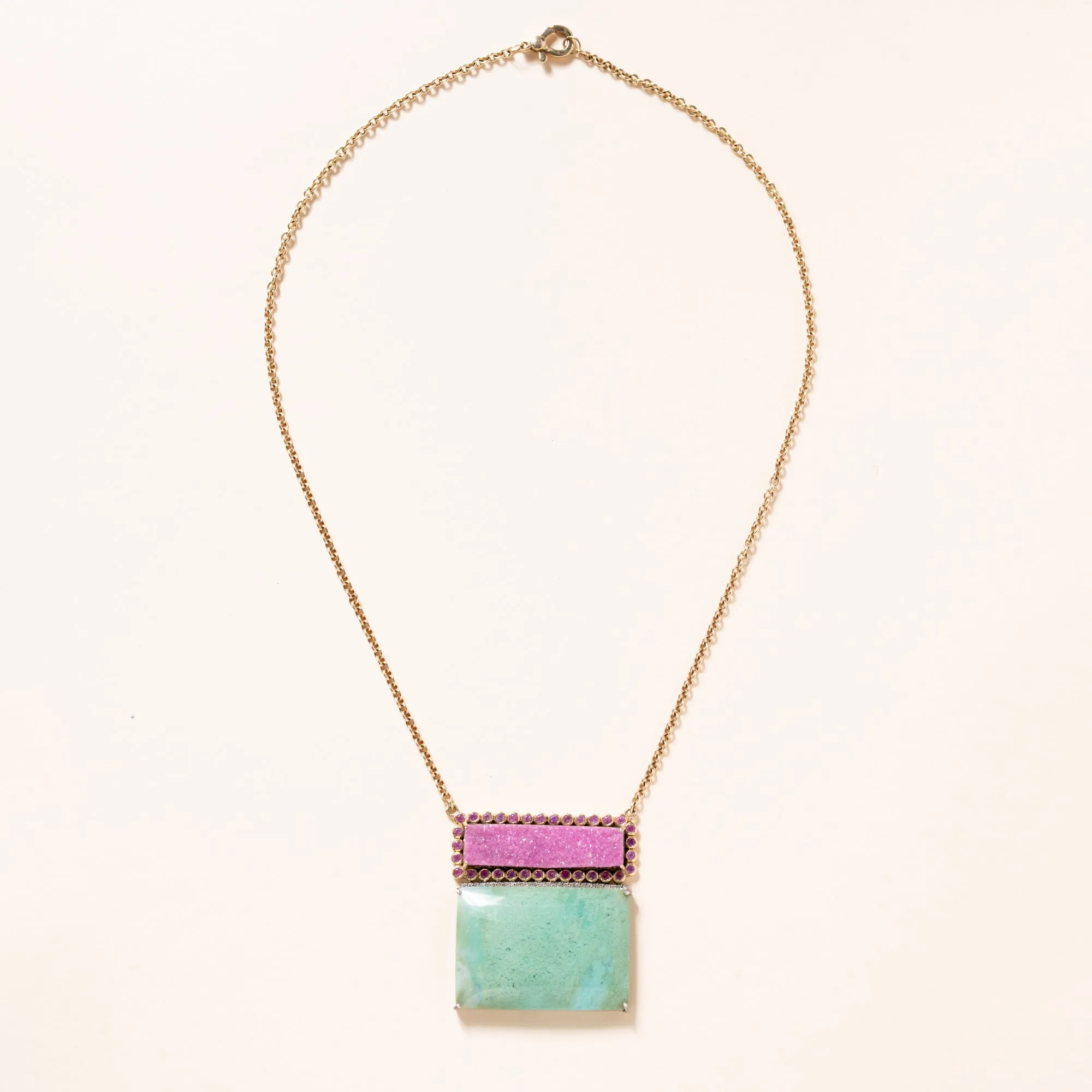 Geometric Pink and Turquoise Necklace