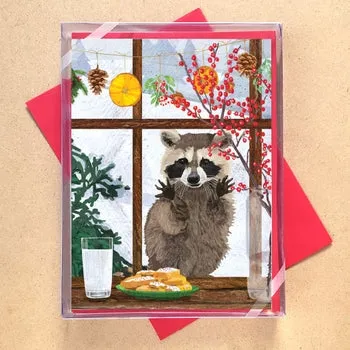 Hearth Raccoon Boxed Holiday Card