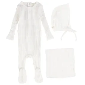 Lil Legs Winter White Wide Ribbed Layette Set