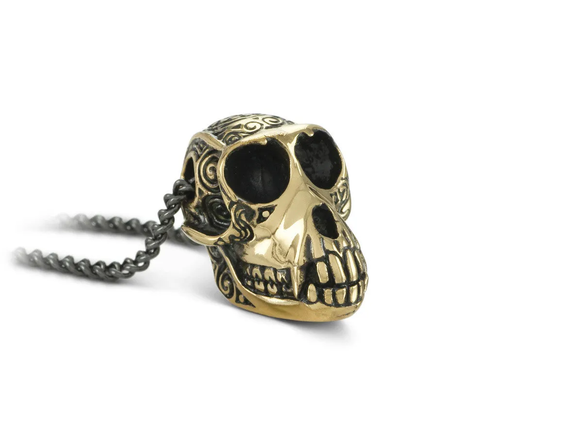 Monkey Skull Necklace - Bronze