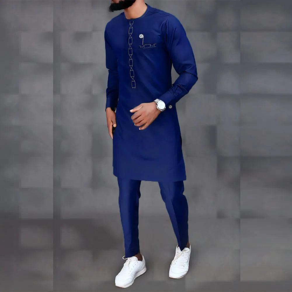 Plain Blue African Clothing Outfit Set