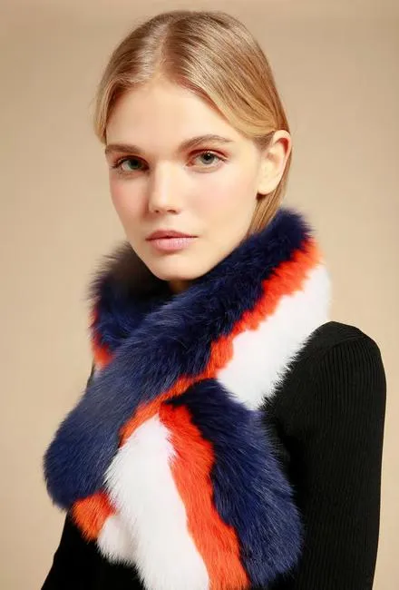 Pollypop Fox Scarf, White/Orange/Navy