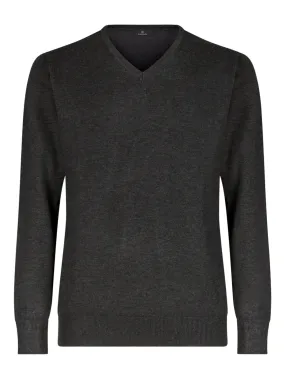 Pull scollo a V in filato Winter Basic - Antracite Mel.