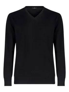 Pull scollo a V in filato Winter Basic - Nero