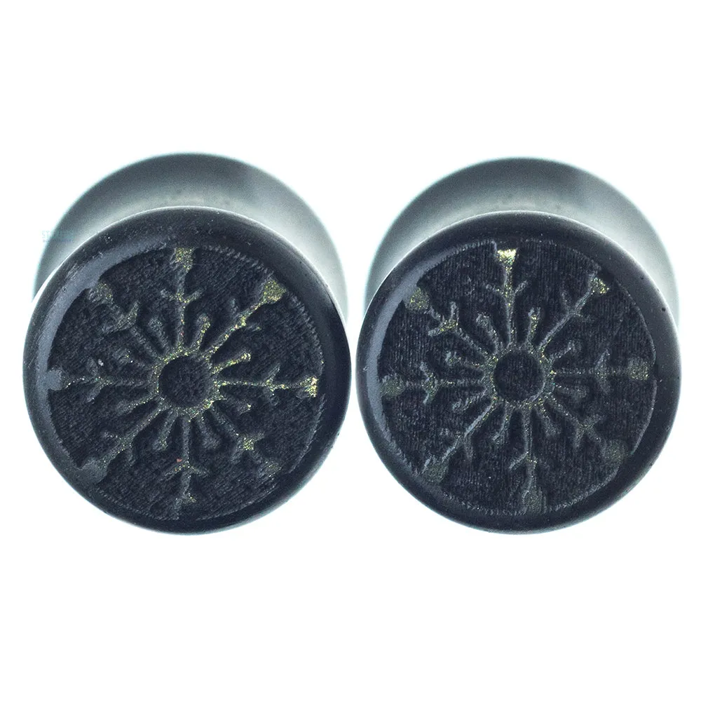 Round Flake Snowflake Wood Plugs