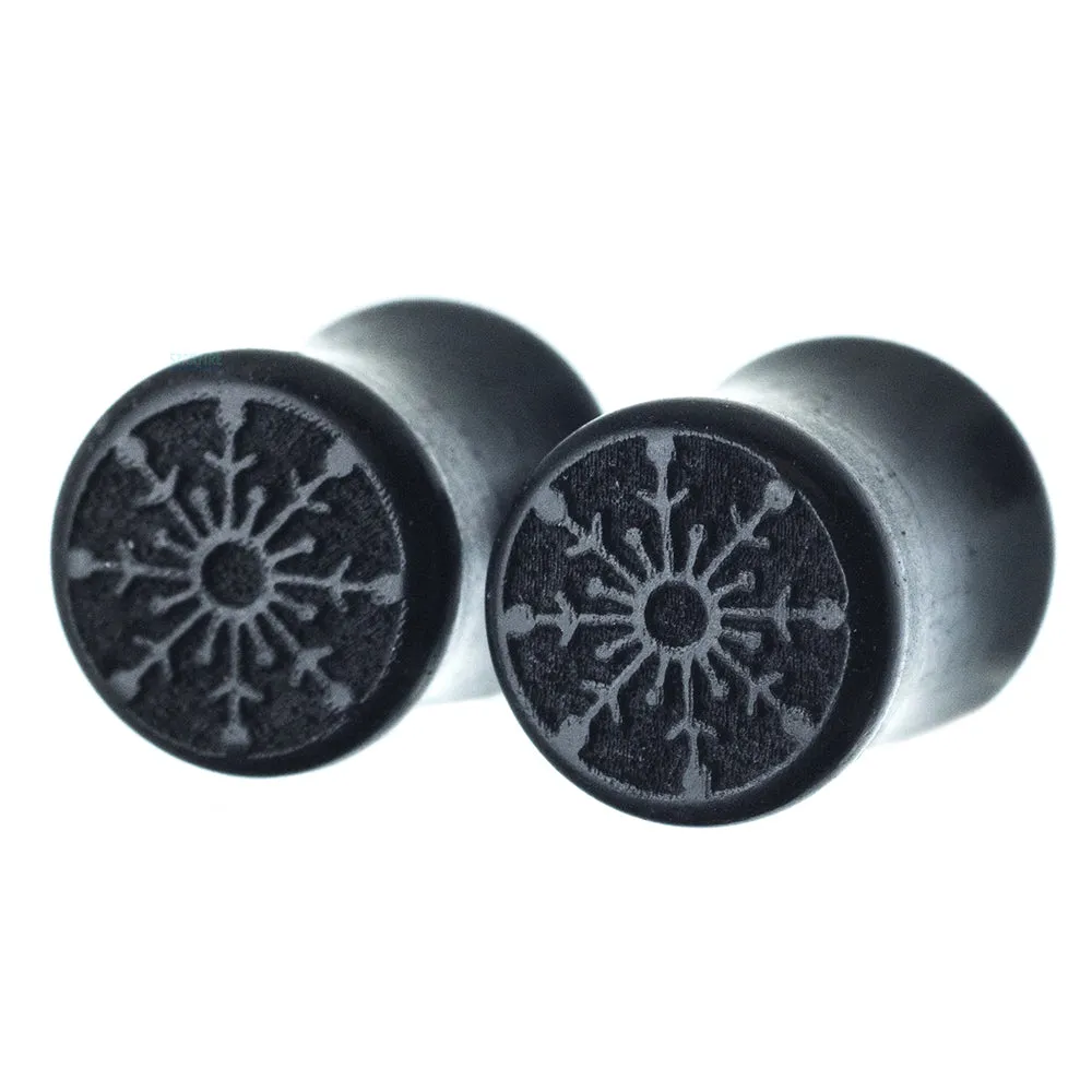 Round Flake Snowflake Wood Plugs