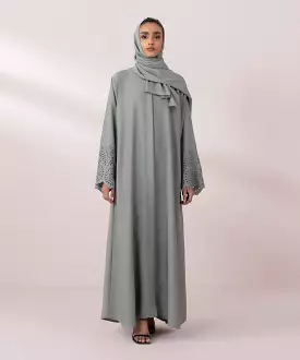 Schiffli Embroidered Abaya Set