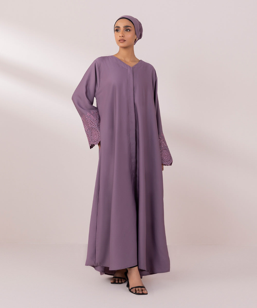 Schiffli Embroidered Abaya Set