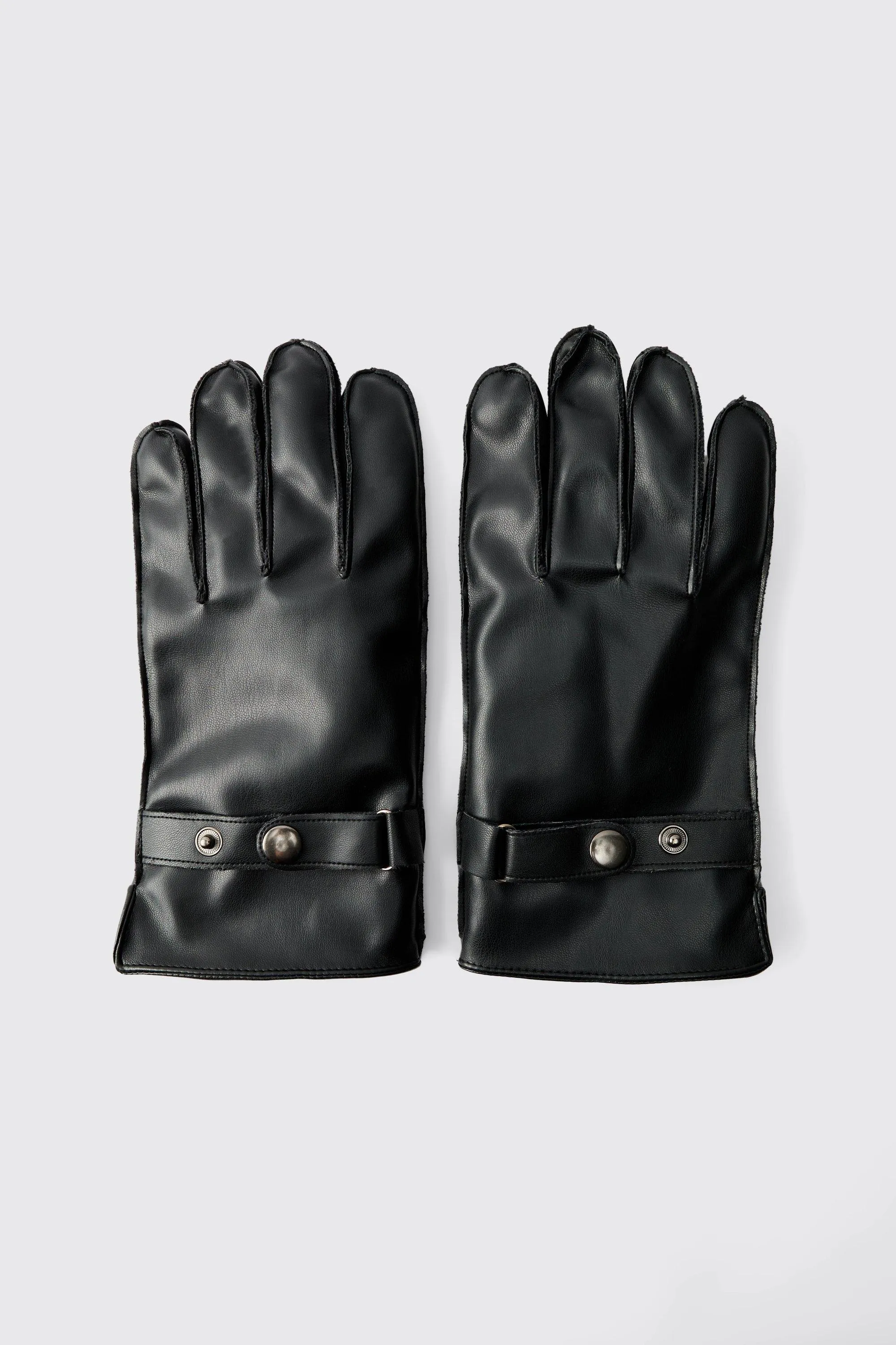 Sherpa Lined Faux Leather Gloves