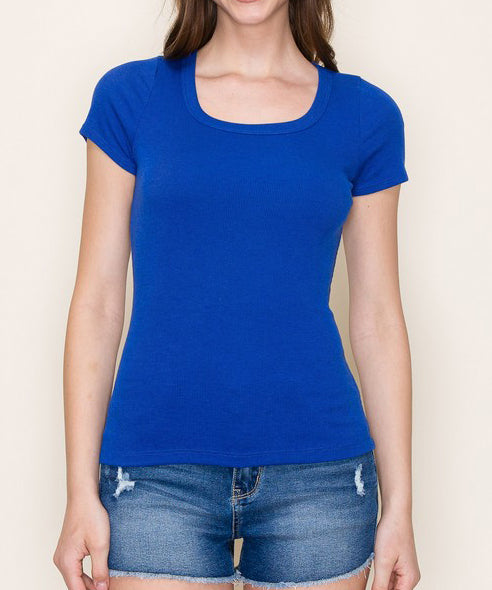 Short Sleeve Fitted Top - Royal