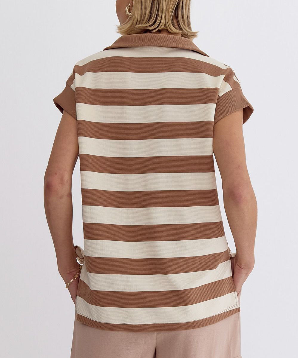 Stripe Knit Top - Light Mocha