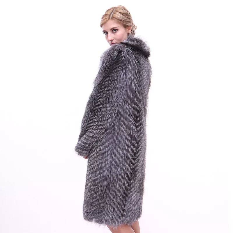 Striped Silver Fox For Coats Plus Size