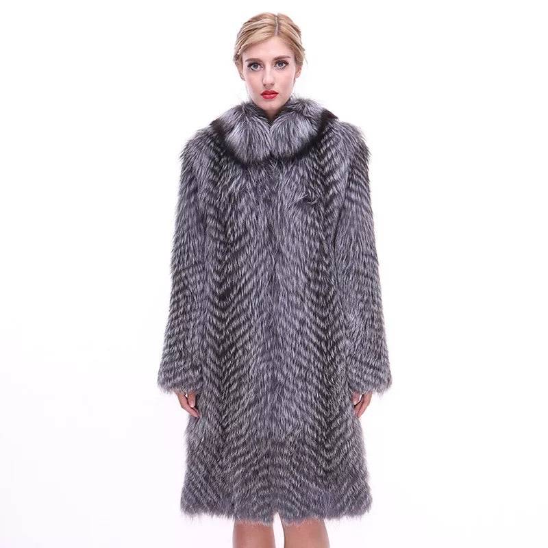 Striped Silver Fox For Coats Plus Size